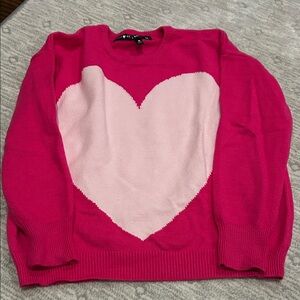 Aqua Fuchsia and Light Pink Heart Sweater